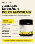 Frasco de RLF Complex de The Ezen, suplemento de cúrcuma y piperina para cólicos, migraña, dolor muscular y articulaciones